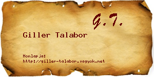 Giller Talabor névjegykártya